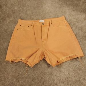 Pistola Orange Cut Off High Rise Jean Shorts 35" Waist Womens Size 32 #R419